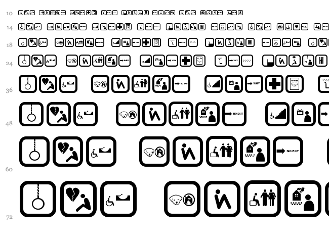 Depressive Icon font waterfall